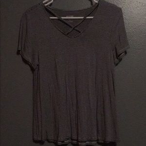 White and grey striped t-shirt